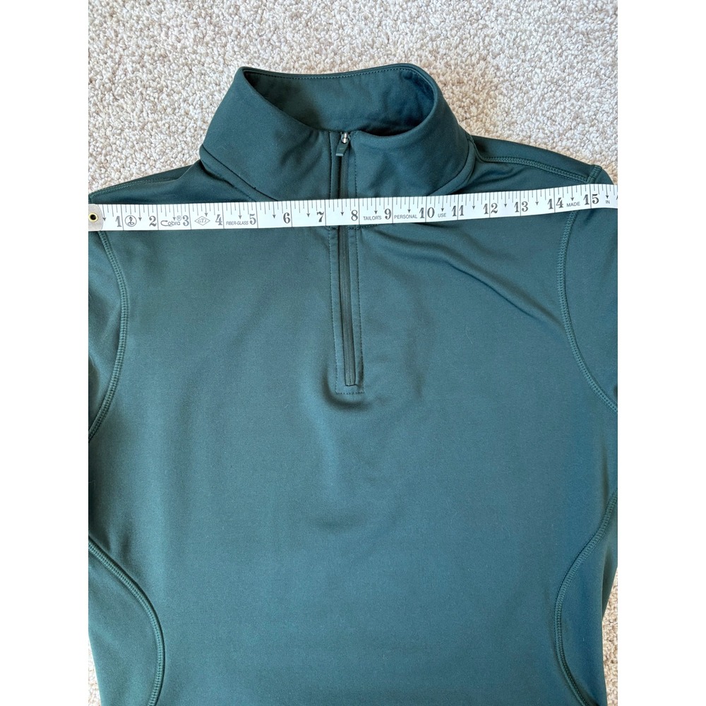 Fabletics 1/4 Athletic Preppy Zip Cropped Pullover Forest Green Thumbholes XS - Picture 5 of 6